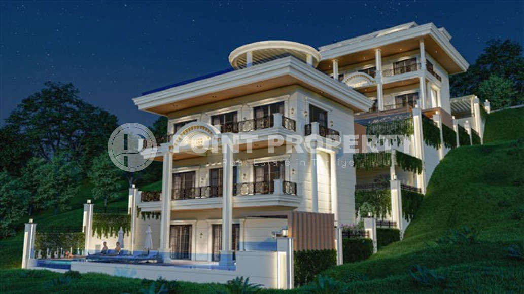 Строящаяся трёхэтажная премиум-вилла 350 м2 в районе Аланьи, Тепе с пятью комнатами-id-3129-фото-20