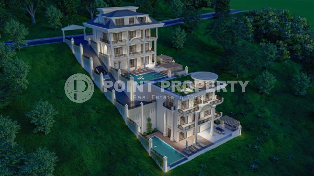Строящаяся трёхэтажная премиум-вилла 350 м2 в районе Аланьи, Тепе с пятью комнатами-id-3129-фото-25