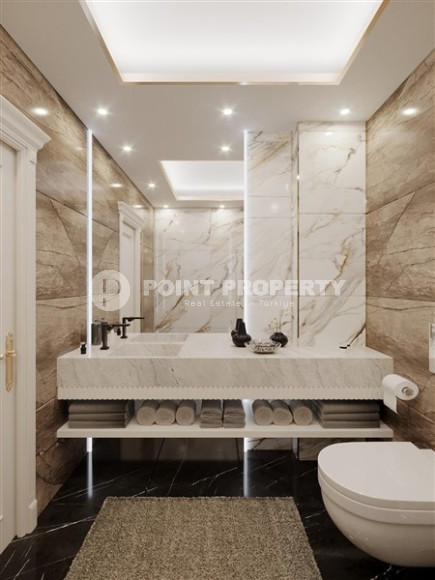 Строящаяся трёхэтажная премиум-вилла 350 м2 в районе Аланьи, Тепе с пятью комнатами-id-3129-фото-27