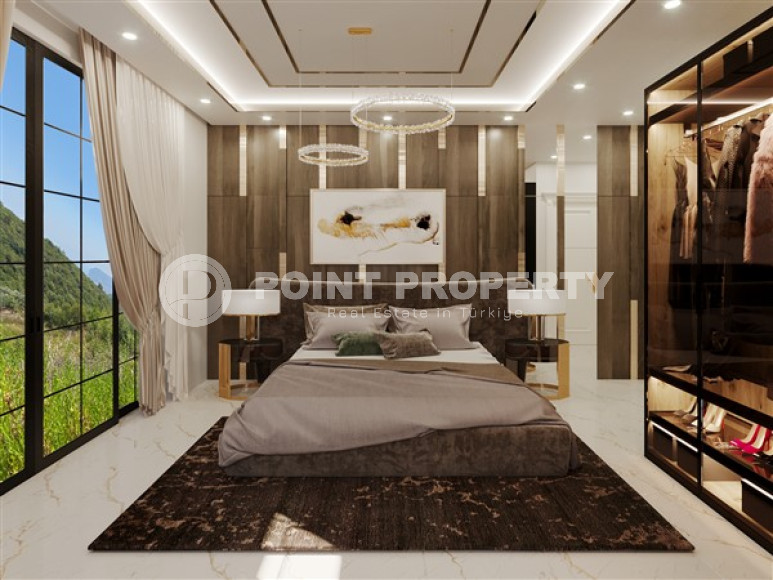 Строящаяся трёхэтажная премиум-вилла 350 м2 в районе Аланьи, Тепе с пятью комнатами-id-3129-фото-28