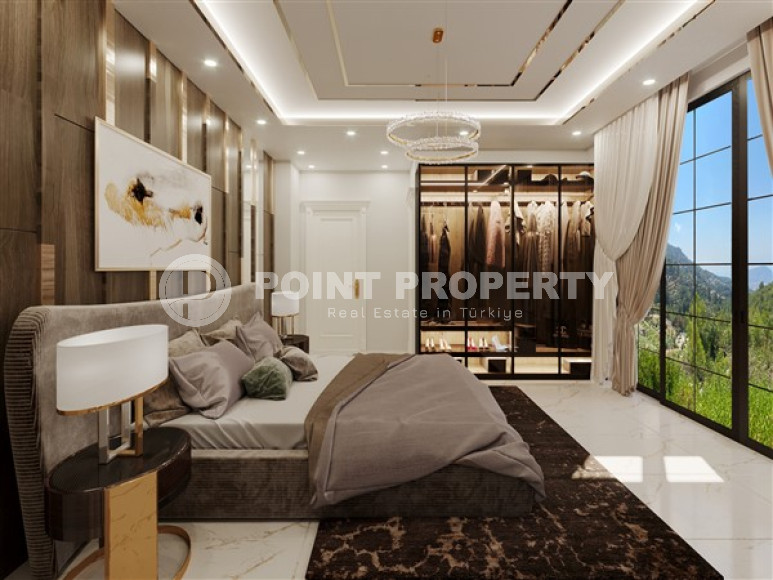 Строящаяся трёхэтажная премиум-вилла 350 м2 в районе Аланьи, Тепе с пятью комнатами-id-3129-фото-29