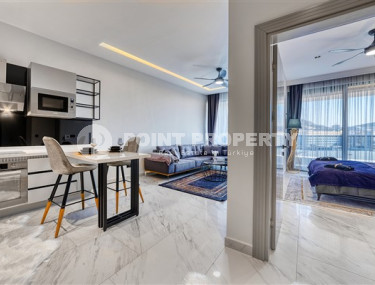 Уютные меблированные апартаменты 1+1 на первой береговой линии, Каргыджак, Аланья-id-3158-фото-2