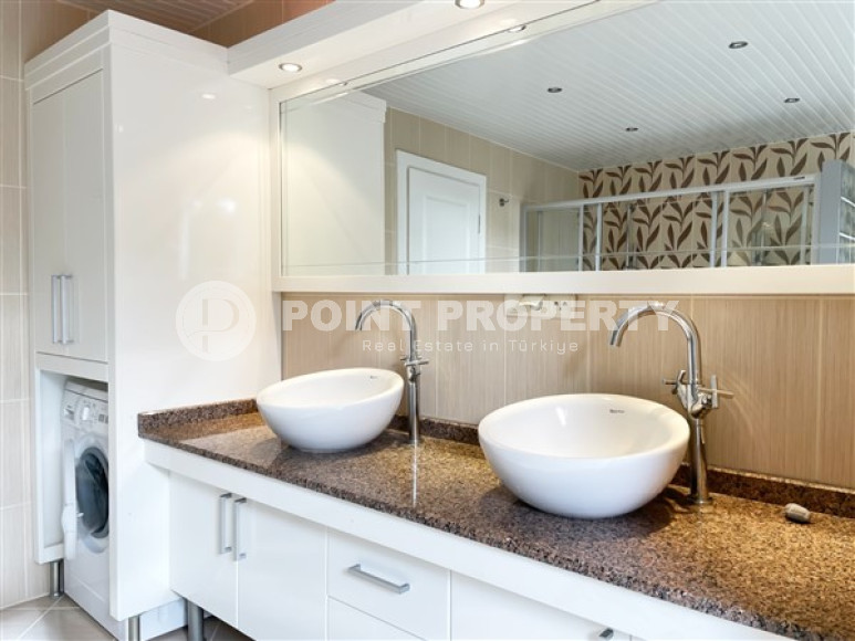 Large garden duplex 3+1 in a gated complex with a swimming pool, Cikcilli, Alanya-id-3204-photo-11