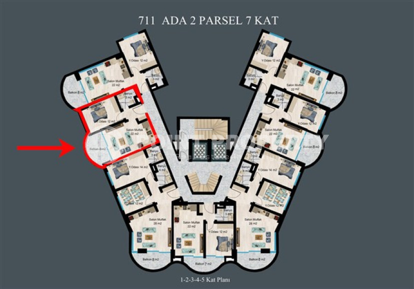Апартаменты с двумя комнатами в строящемся комплексе в районе Демирташ, Аланья, площадью 55 м2-id-3232-фото-20