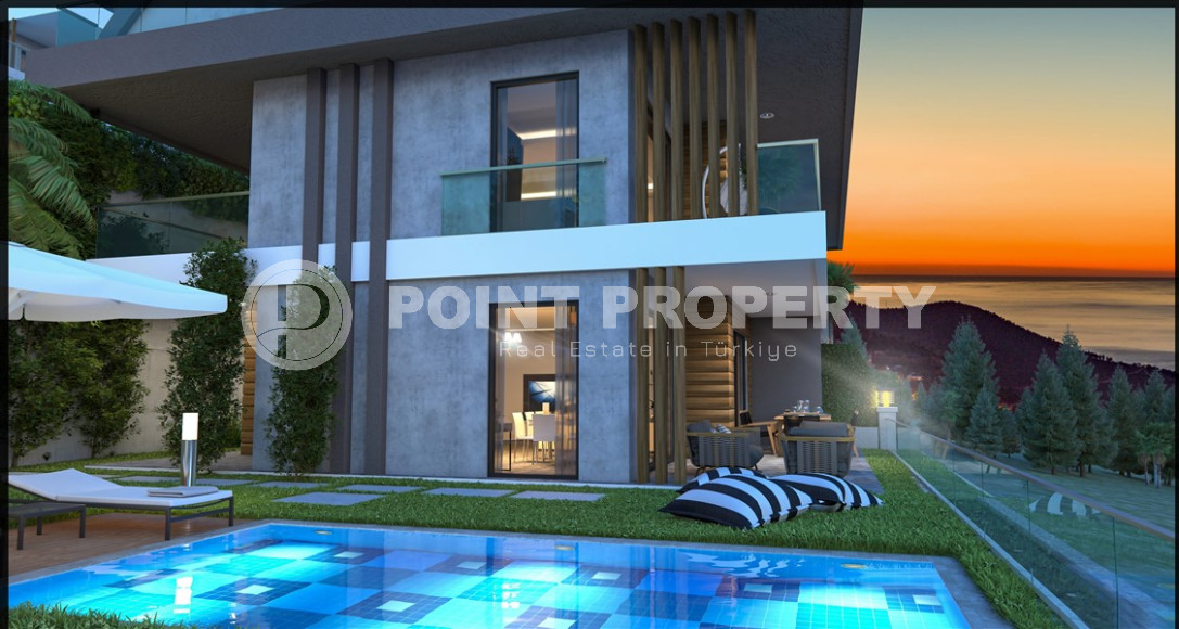 Four villas under construction in the central part of Alanya, guaranteed Turkish citizenship!-id-1037-photo-2