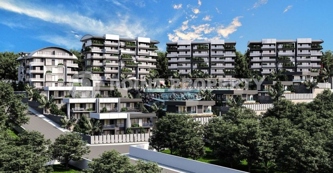 New large project with apartments and villas from 63 to 425 m2, overlooking the sea in the Kargicak area.-id-1301-photo-1