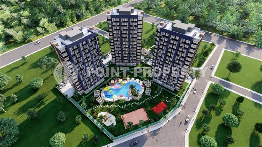 Apartments 56 - 76 m2 at the foundation pit stage in a high-rise residence of three blocks under construction, Mersin-id-3544-photo-2