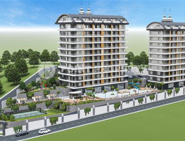 Duplex apartment 100 m2 in a residence under construction with a private beach, Avsallar district-id-3622-photo-1