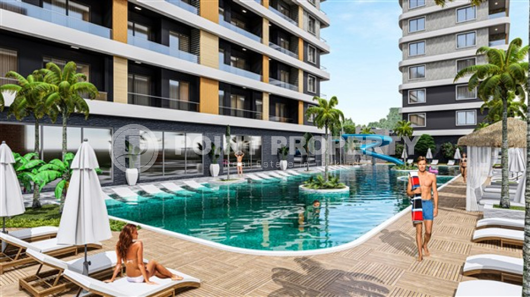 Двухуровневые апартаменты 100 м2 в строящейся резиденции с собственным пляжем, район Авсаллар-id-3622-фото-4