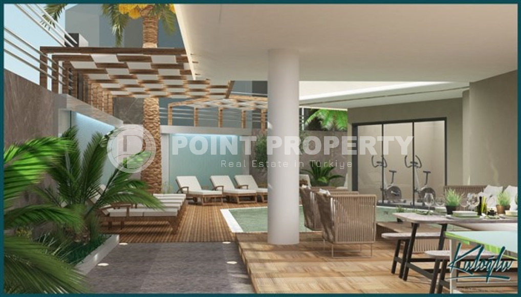 Новые двухкомнатные апартаменты 56 м2 в строящейся малоэтажной резиденции, центр Аланьи, Кейкубат-id-3663-фото-5