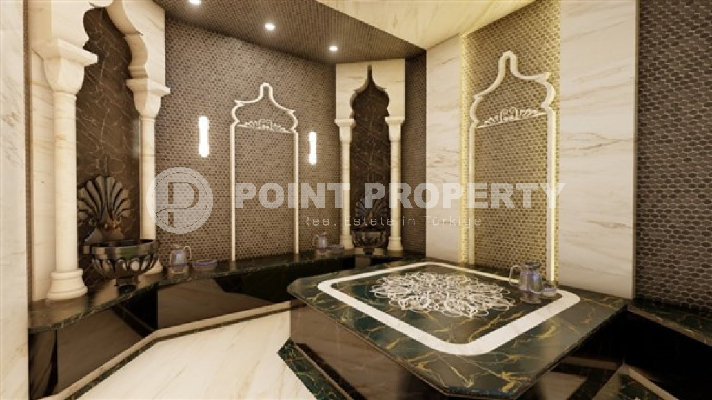 Новые двухкомнатные апартаменты 56 м2 в строящейся малоэтажной резиденции, центр Аланьи, Кейкубат-id-3663-фото-10