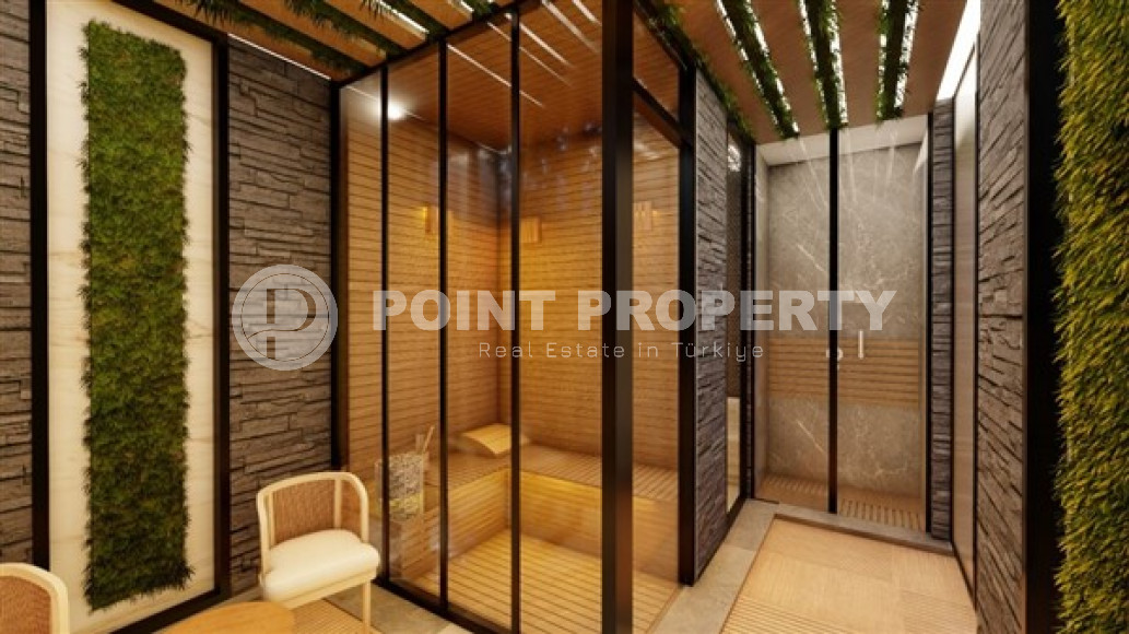 Новые двухкомнатные апартаменты 56 м2 в строящейся малоэтажной резиденции, центр Аланьи, Кейкубат-id-3663-фото-12