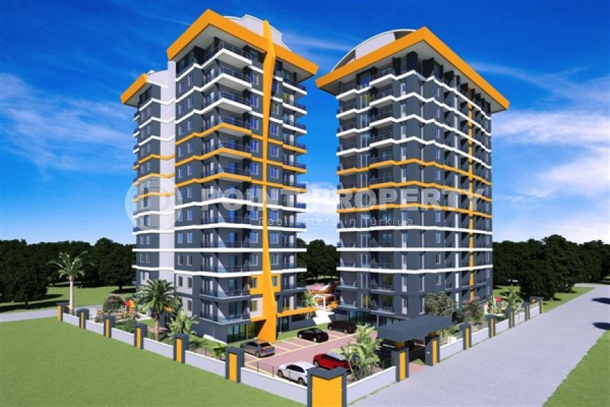 Luxury apartment 70 m2 in a residence under construction 100 meters from the sea, Mahmutlar-id-4016-photo-1