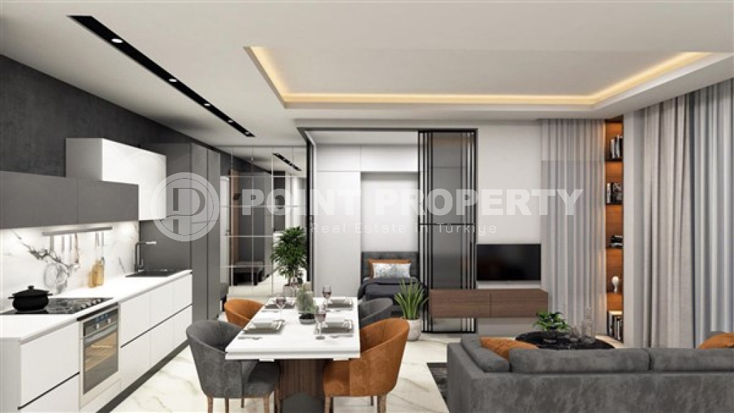 Две квартиры на продажу с планировками 1+1 и площадью 52 м2 в строящейся резиденции, центр Аланьи-id-4036-фото-10