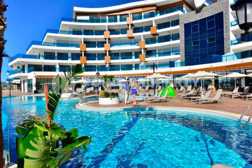 Просторные апартаменты 1+1 площадью 75 м2 с видом на море в элитном комплексе в районе Конаклы, 700 м от моря-id-1341-фото-27