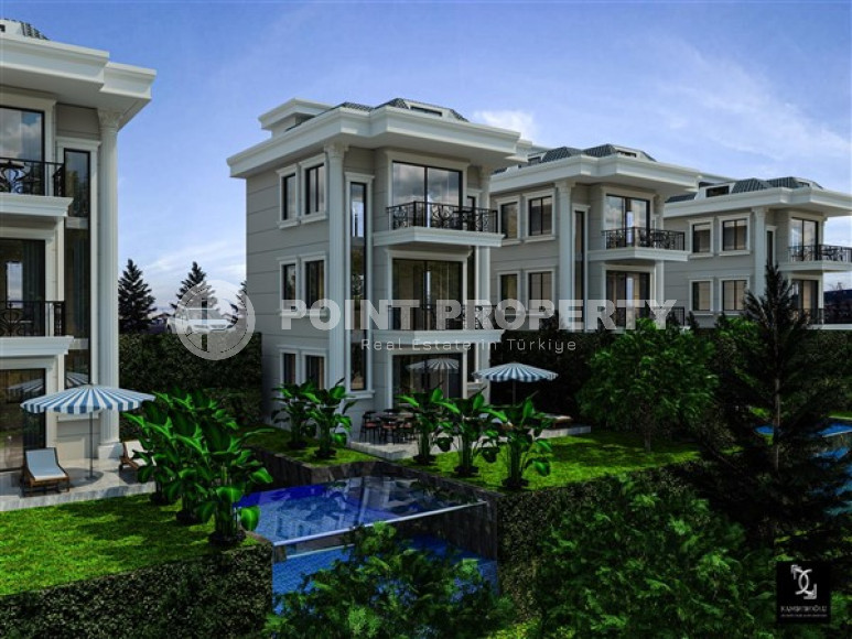 Apartments with different layouts and square footage in a residential complex under construction in the elite Kestel area of Alanya. Description:-id-4181-photo-4