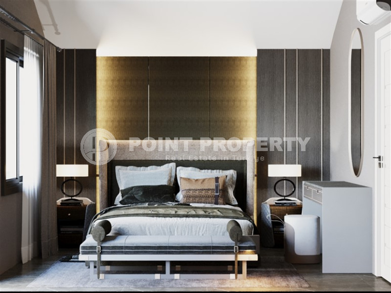 Эксклюзивный проект. Трехэтажные виллы 4+1 с собственным бассейном в живописном районе Алании, в Паяллар. До моря 150м-id-1354-фото-8