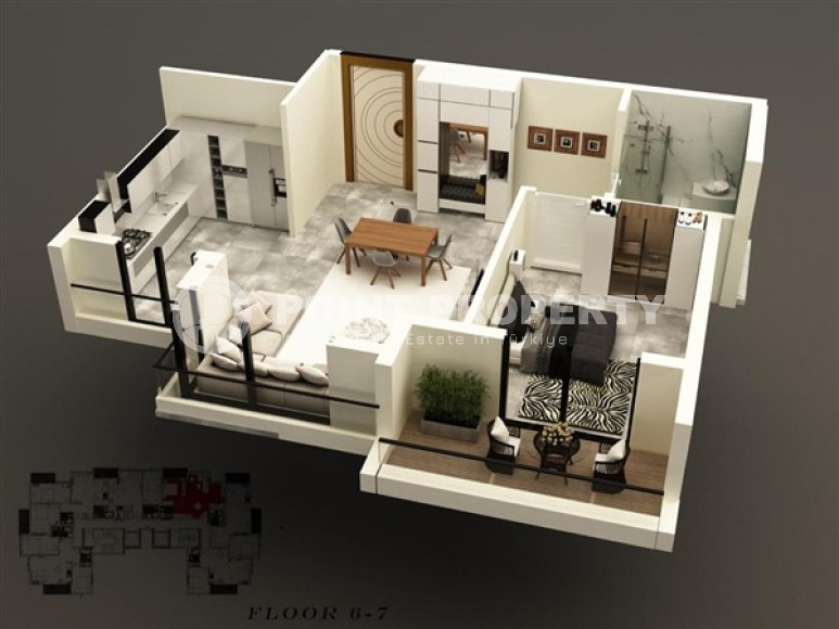 Новый дуплекс-пентхаус 2+1, 112м². в комплексе на этапе строительства в районе Махмутлар, Аланья-id-1389-фото-8