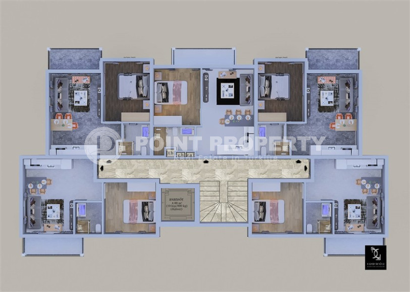Апартаменты с чистовой отделкой в 300 метрах от пляжа, в центре престижного района Аланьи - Каргыджак.Небольшая квартира на 3-м этаже в новой резиденции на завершающем этапе строительства-id-4774-фото-9