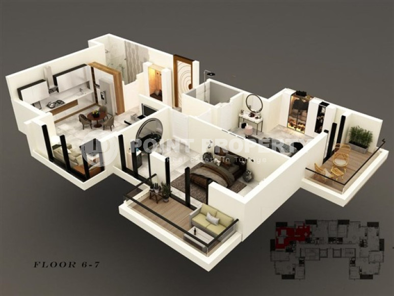 Apartment 1+1, 55m² in a residence under construction in Mahmutlar, 350 meters from the sea-id-1393-photo-7