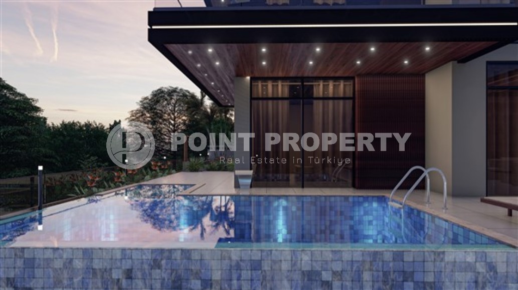 Роскошная трехэтажная вилла 4+1 с инфинити бассейном в престижном районе Аланьи - Каргыджак-id-5115-фото-7