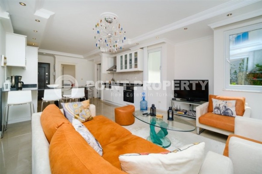 Двухуровневые апартаменты с двумя спальными комнатами и видом на Средиземное море, в районе Конаклы-id-5373-фото-3