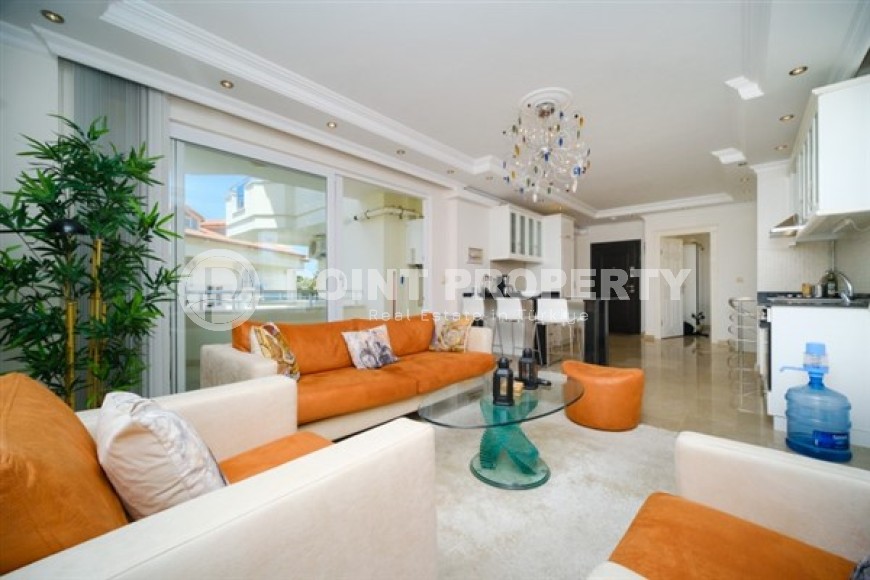 Двухуровневые апартаменты с двумя спальными комнатами и видом на Средиземное море, в районе Конаклы-id-5373-фото-4