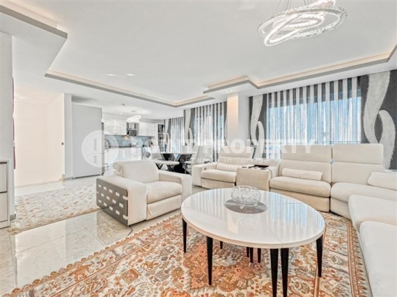 Стильные, просторные двухуровневые апартаменты с тремя спальными комнатами и видом на Средиземное море, в социально развитом районе Махмутлар-id-5510-фото-4