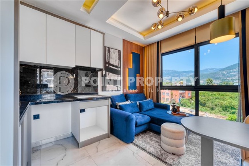 Небольшие стильные апартаменты с одной спальной комнатой в новом жилом комплексе 2023 года постройки, в районе города Аланья - верхняя Оба-id-5514-фото-3