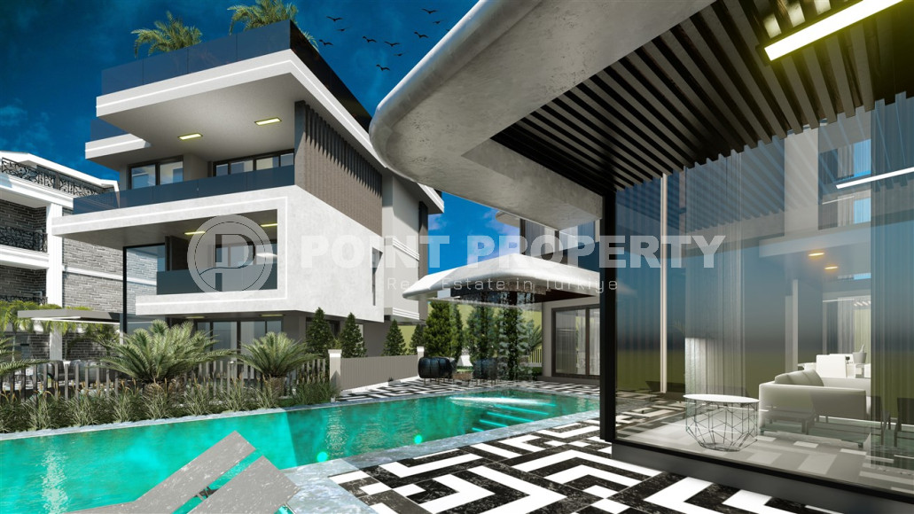 A unique project of four 5+1 villas under construction in Kargicak with a personal spa and infinity pool in each house. 310 - 500 m2-id-1060-photo-1