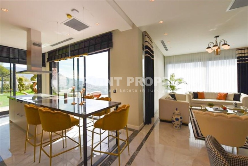 Новая двухэтажная вилла с роскошным панорамным видом на море, в элитном районе Аланьи - Тепе-id-5830-фото-5