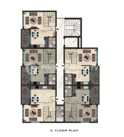 Двухкомнатная квартира, 47м², в строящемся комплексе с оптимальной инфраструктурой, в Махмутларе, Аланья-id-1462-фото-31
